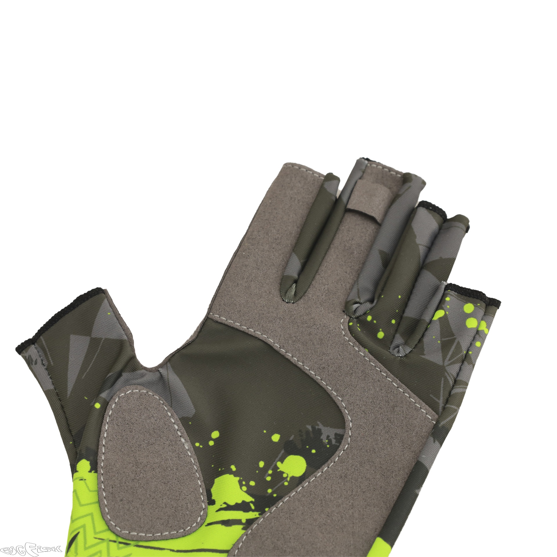 картинка Перчатки для рыбалки летние Aquatic UPF50+ (цвет: camo lime khaki, размер L/XL) от магазина BigFish