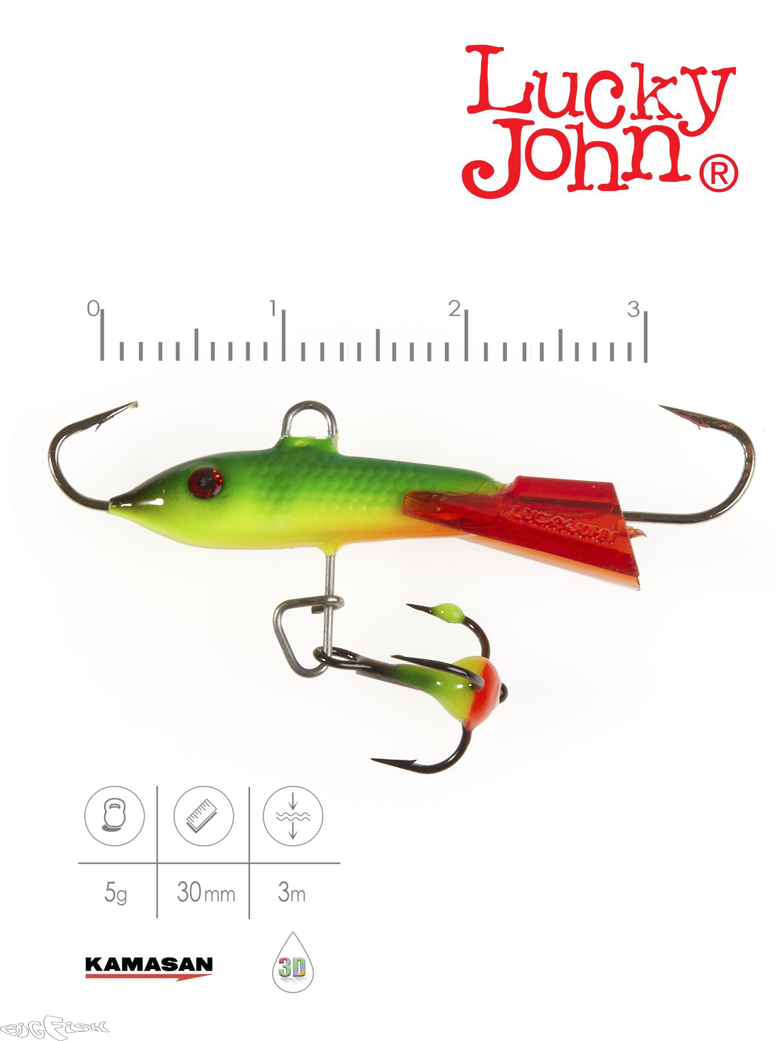 картинка Балансир Lucky John CLASSIC 3 с тр. 30мм/26RT блистер от магазина BigFish