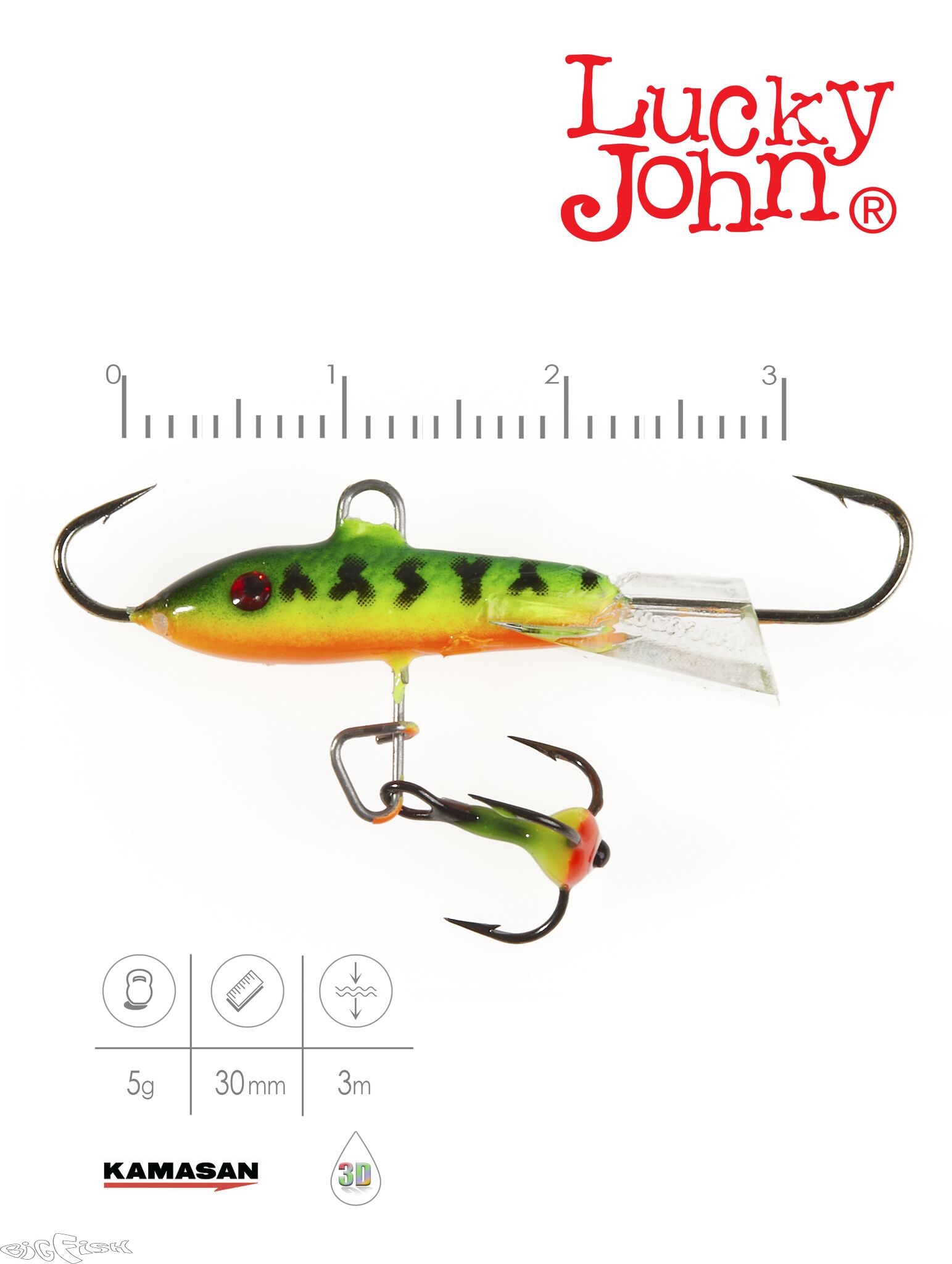 картинка Балансир Lucky John CLASSIC 3 с тр. 30мм/20 блистер от магазина BigFish